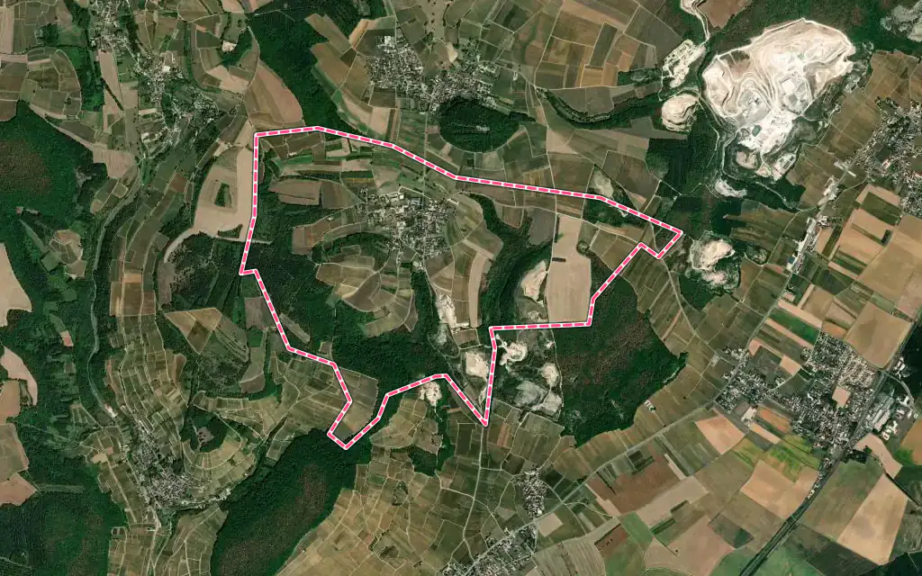 Vue satellite de Magny-lès-Villers avec ses contours administratifs