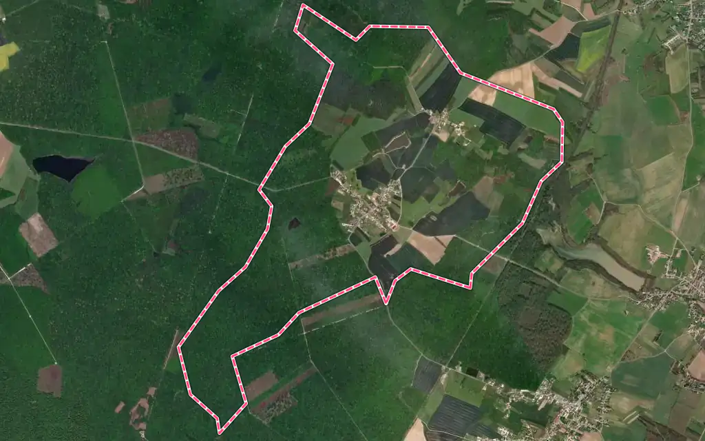 Vue satellite de Magny-Montarlot avec ses contours administratifs