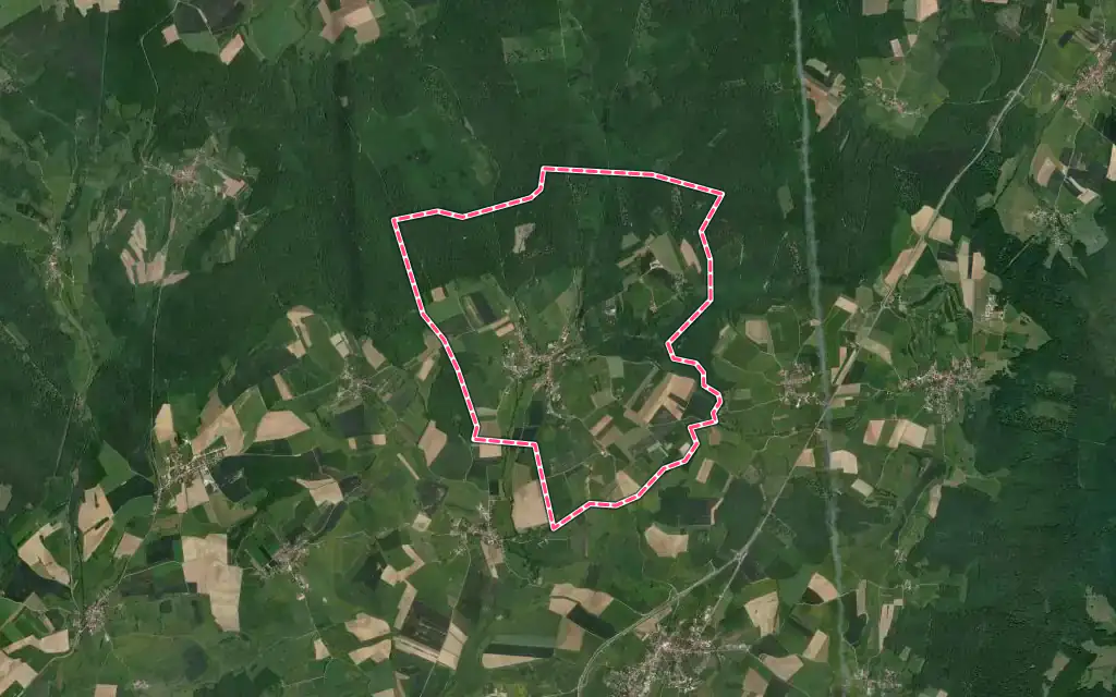 Vue satellite de Mailleroncourt-Charette avec ses contours administratifs
