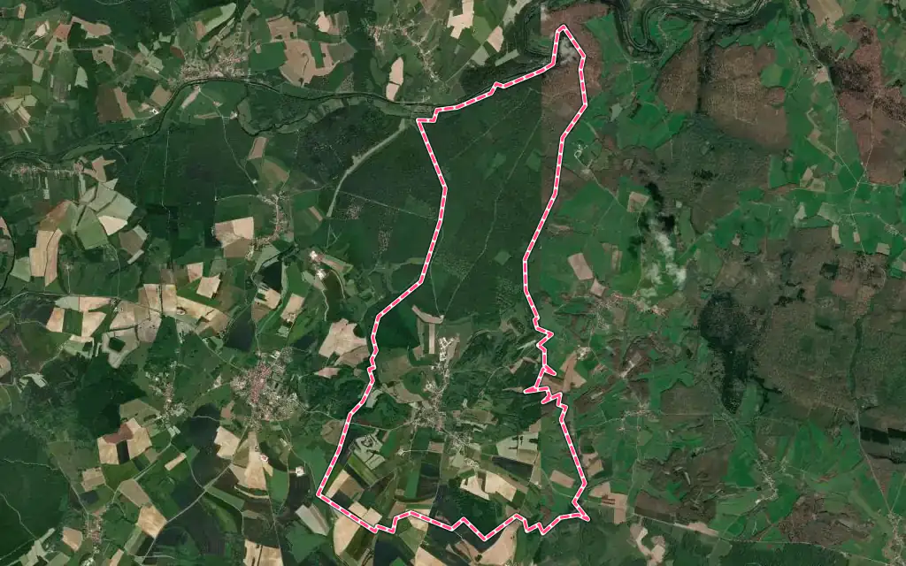 Vue satellite de Mailleroncourt-Saint-Pancras avec ses contours administratifs