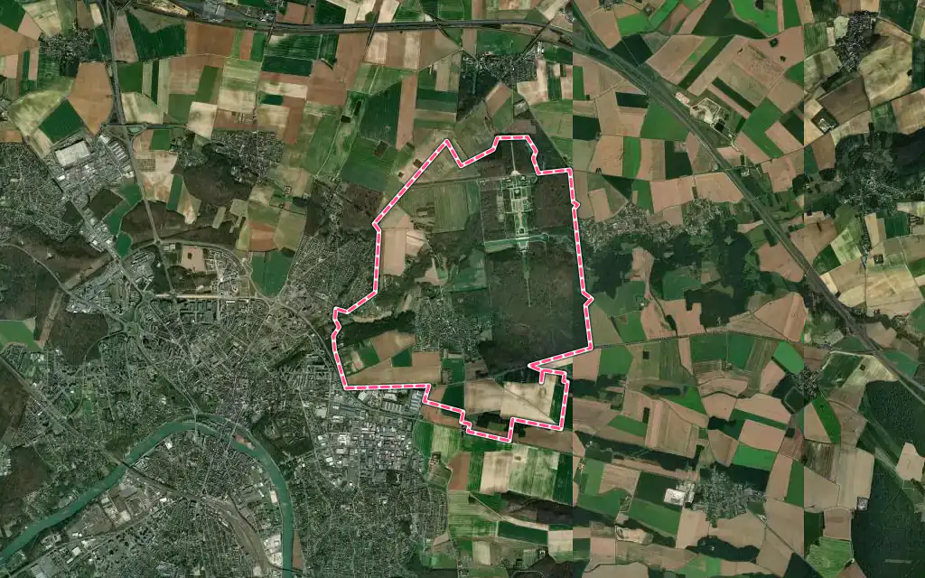 Vue satellite de Maincy avec ses contours administratifs