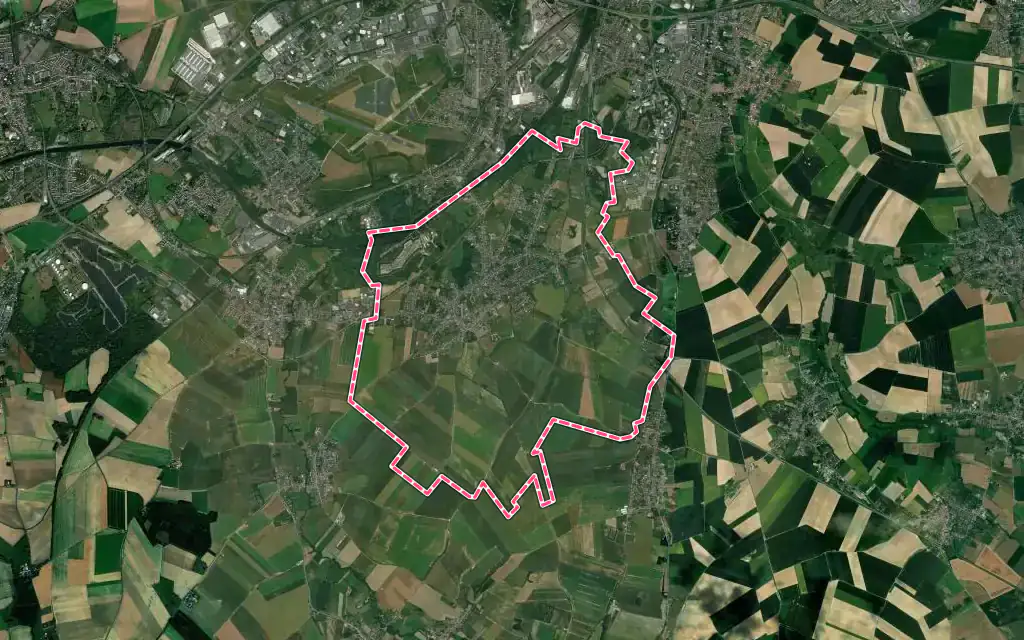 Vue satellite de Maing avec ses contours administratifs