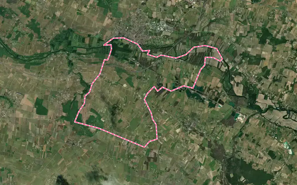 Vue satellite de Mainxe-Gondeville avec ses contours administratifs