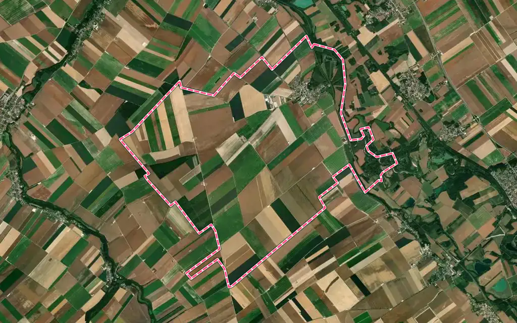 Vue satellite de Mairy-sur-Marne avec ses contours administratifs