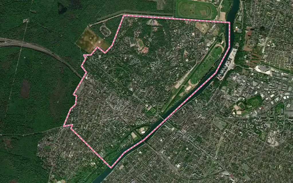 Vue satellite de Maisons-Laffitte avec ses contours administratifs