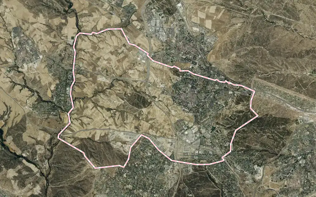 Vista satélite de Majadahonda con su contorno administrativo