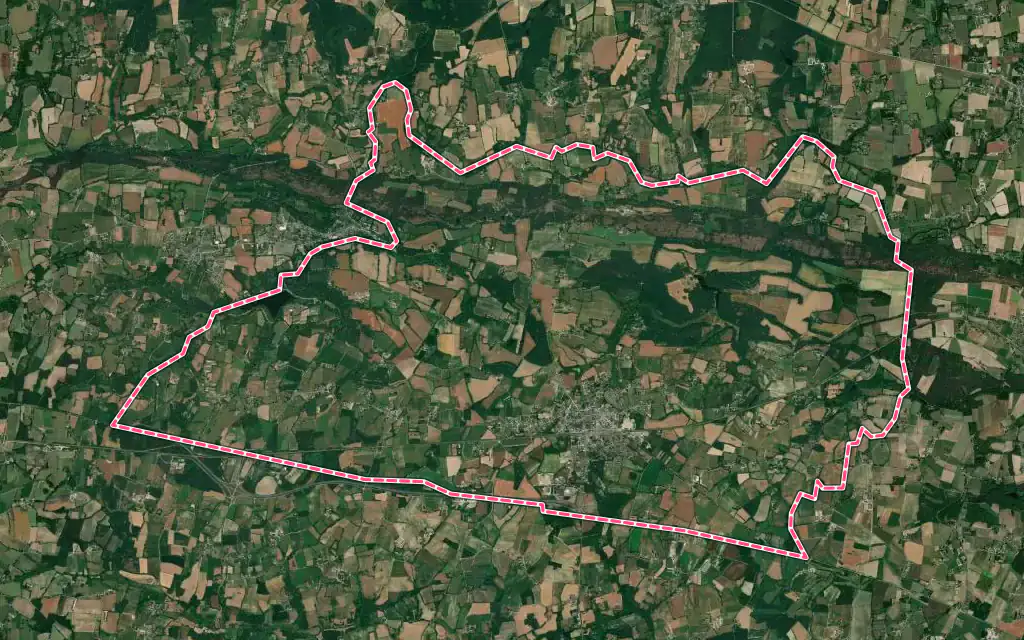 Vue satellite de Malansac avec ses contours administratifs