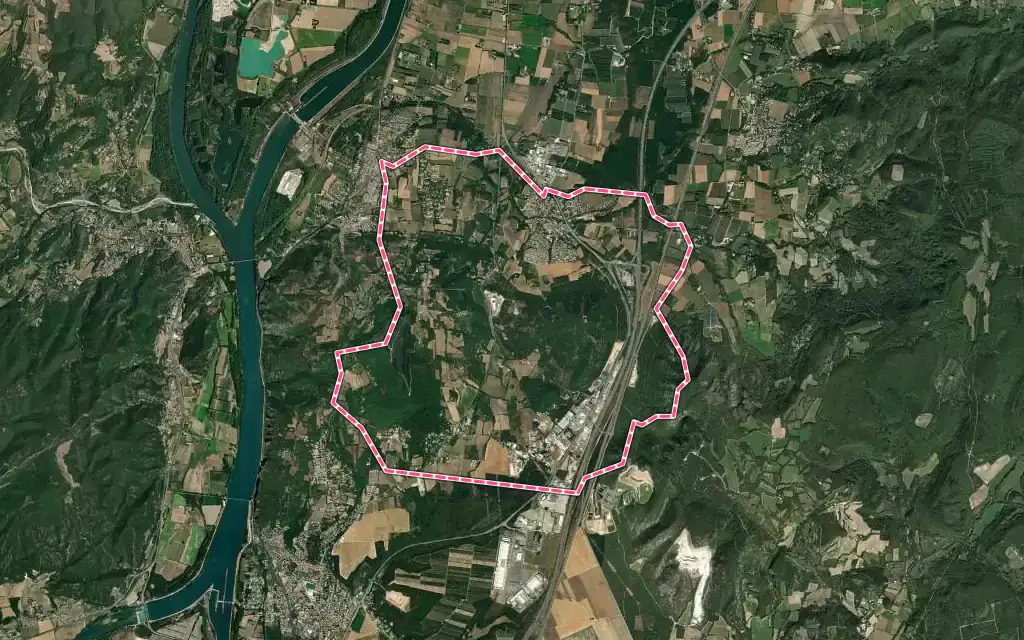 Vue satellite de Malataverne avec ses contours administratifs