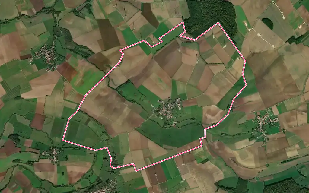 Vue satellite de Malaucourt-sur-Seille avec ses contours administratifs