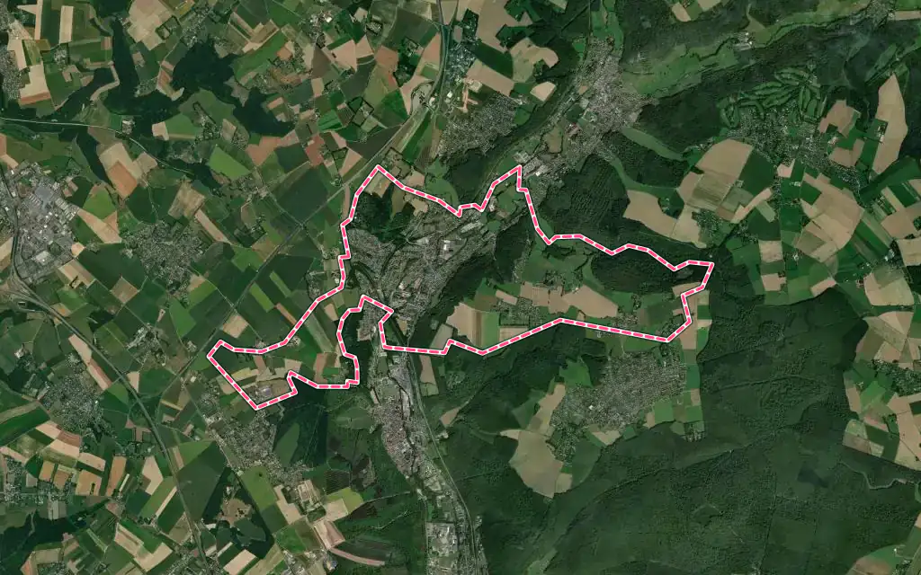 Vue satellite de Malaunay avec ses contours administratifs