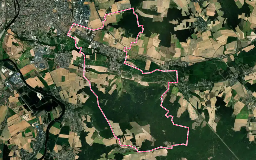 Vue satellite de Malay-le-Grand avec ses contours administratifs