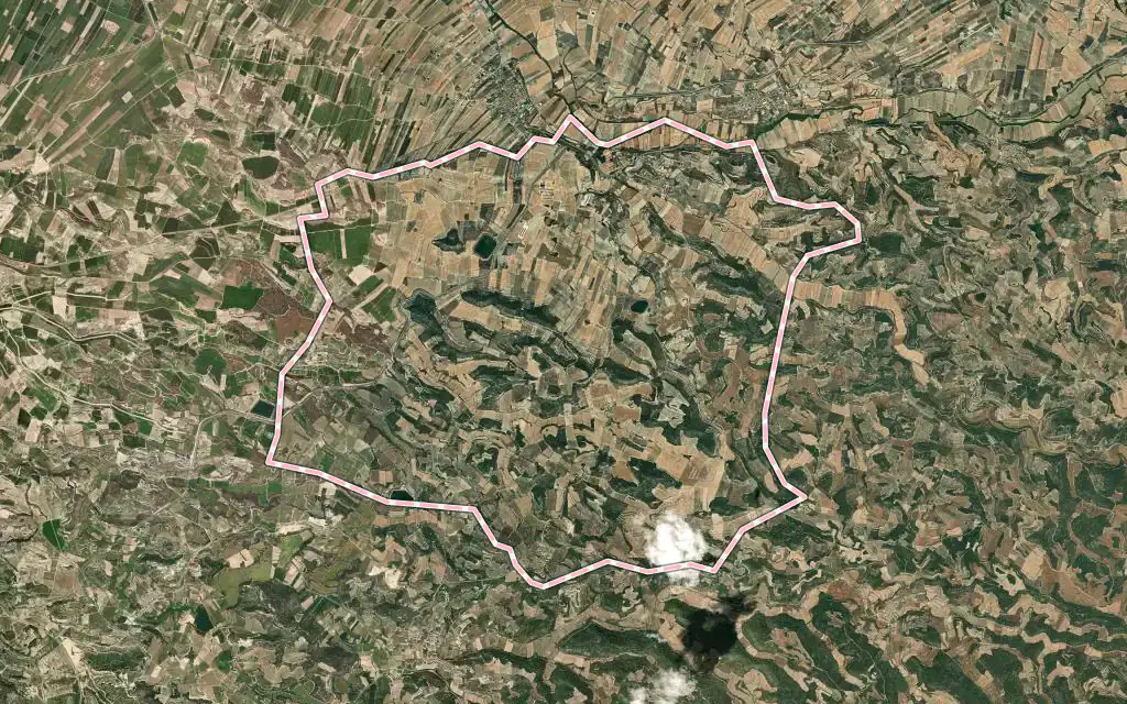 Vista satélite de Maldà con su contorno administrativo