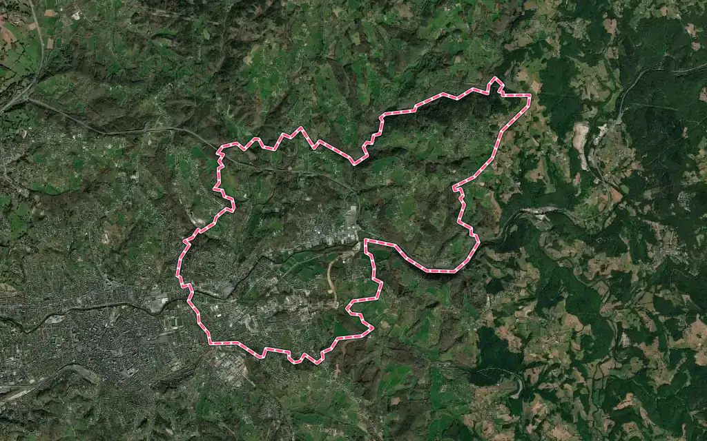 Vue satellite de Malemort avec ses contours administratifs