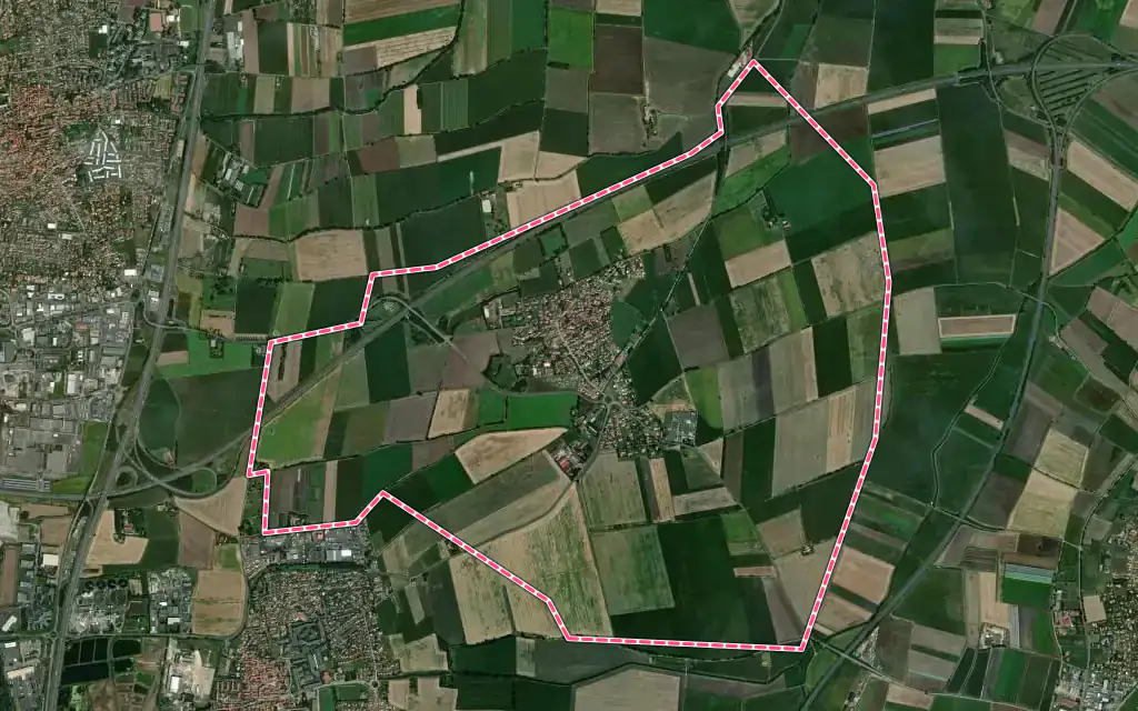 Vue satellite de Malintrat avec ses contours administratifs