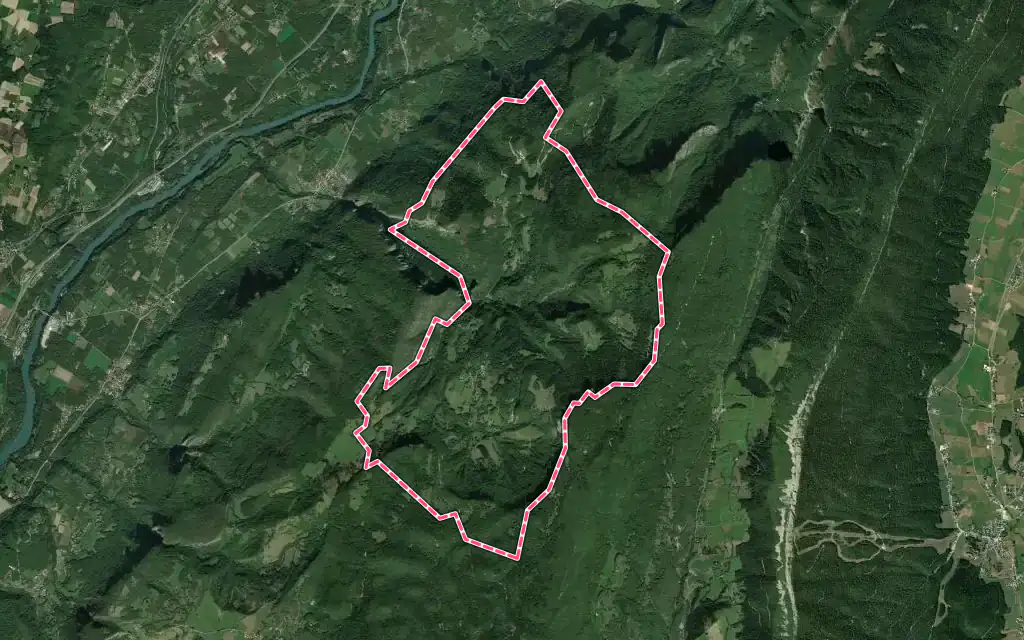 Vue satellite de Malleval-en-Vercors avec ses contours administratifs