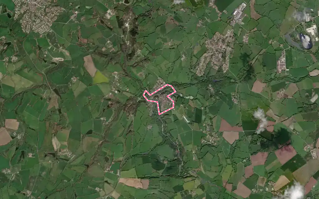 Vue satellite de Mallièvre avec ses contours administratifs