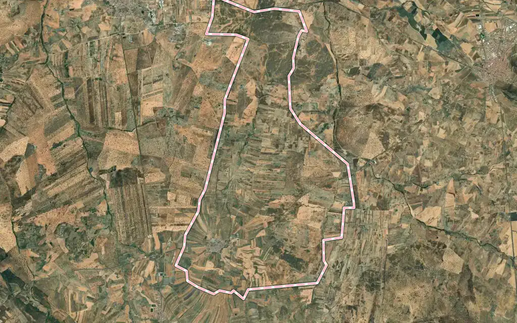 Vista satélite de Malpartida de la Serena con su contorno administrativo
