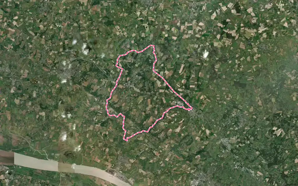 Vue satellite de Malville avec ses contours administratifs