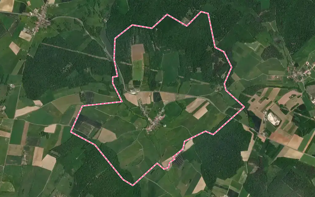 Vue satellite de Malvillers avec ses contours administratifs