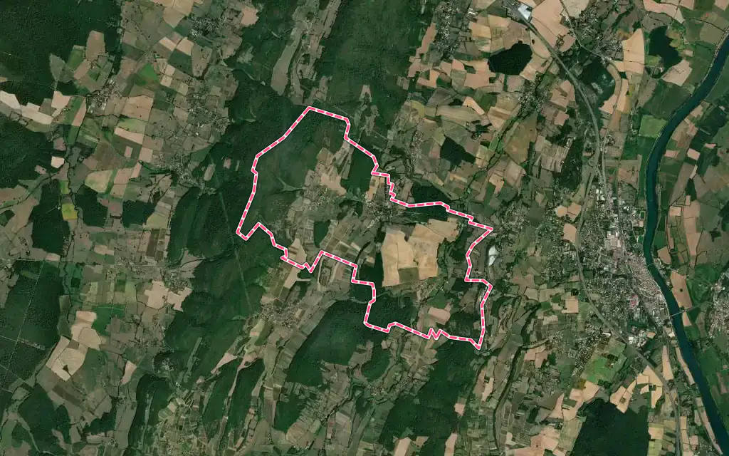 Vue satellite de Mancey avec ses contours administratifs