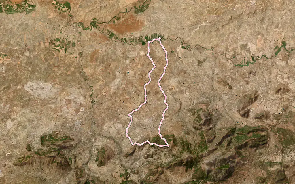 Vista satélite de Mancha Real con su contorno administrativo