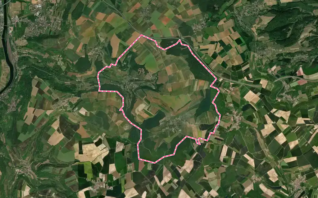 Vue satellite de Manderen-Ritzing avec ses contours administratifs