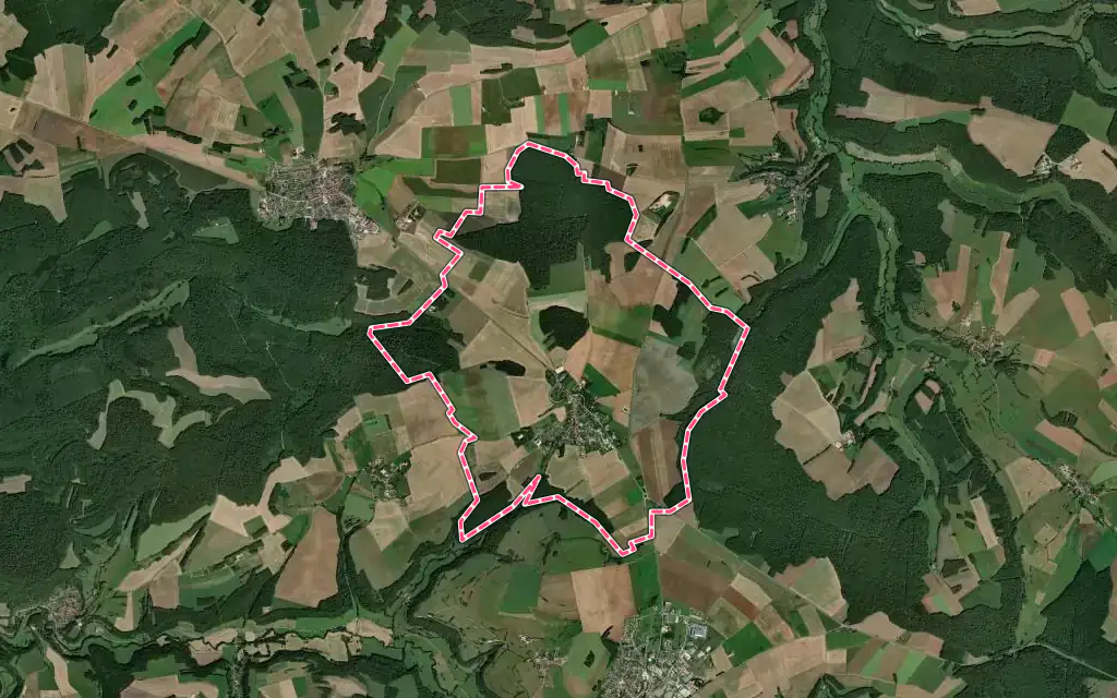 Vue satellite de Mandres-la-Côte avec ses contours administratifs