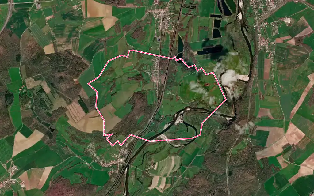 Vue satellite de Mangonville avec ses contours administratifs