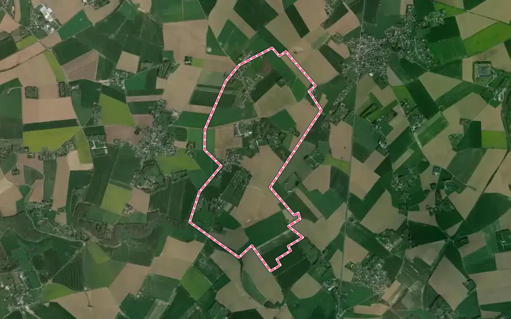 Vue satellite de Maniquerville avec ses contours administratifs