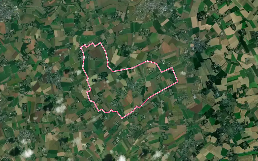 Vue satellite de Manneville-la-Goupil avec ses contours administratifs