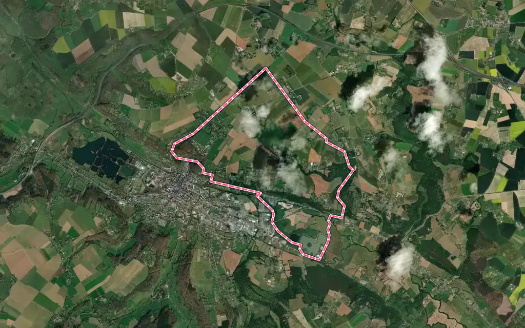 Vue satellite de Manneville-sur-Risle avec ses contours administratifs