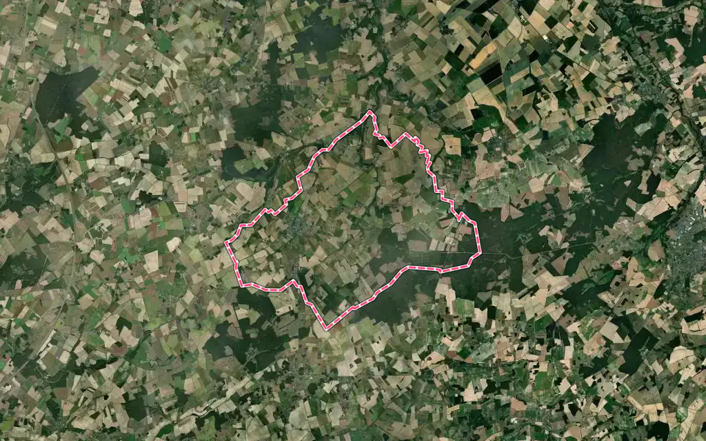 Vue satellite de Manthelan avec ses contours administratifs