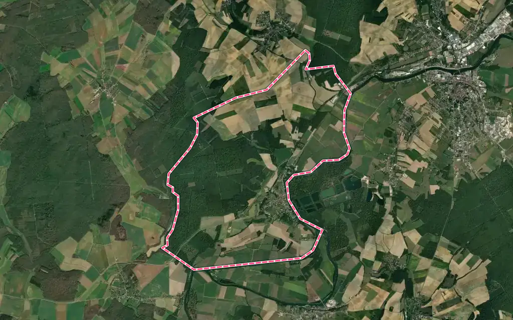 Vue satellite de Mantoche avec ses contours administratifs