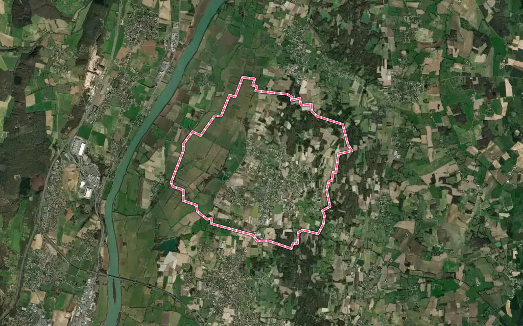 Vue satellite de Manziat avec ses contours administratifs