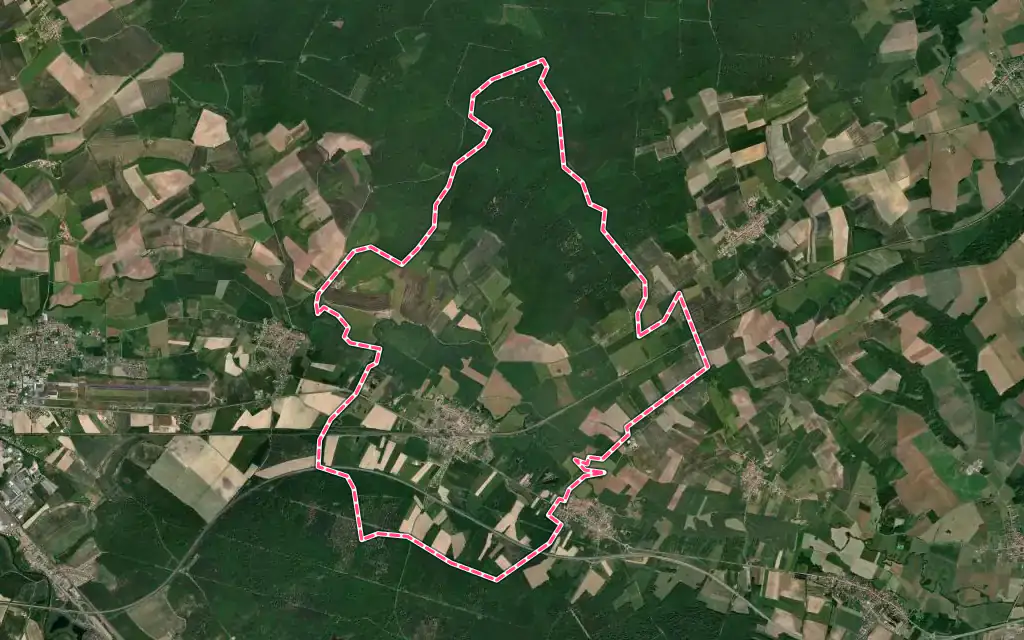 Vue satellite de Marainviller avec ses contours administratifs