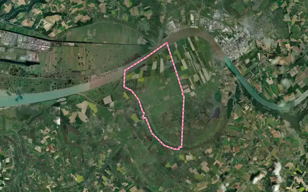 Vue satellite de Marais-Vernier avec ses contours administratifs
