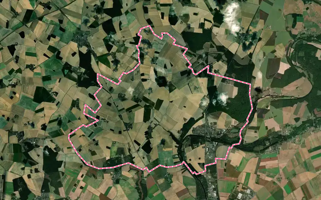Vue satellite de Marboué avec ses contours administratifs