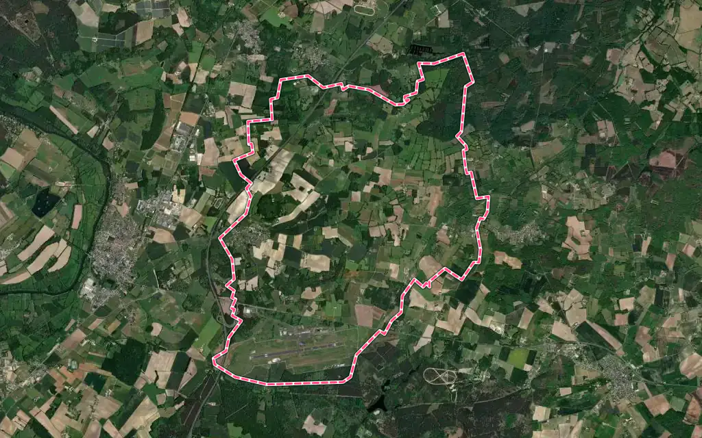 Vue satellite de Marcé avec ses contours administratifs