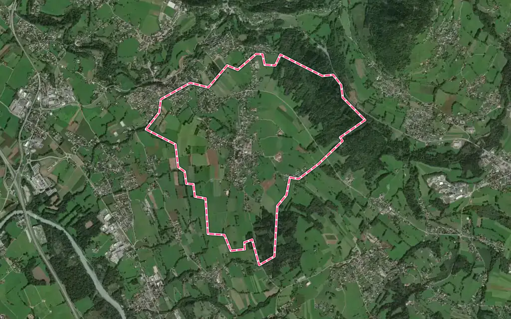 Vue satellite de Marcellaz avec ses contours administratifs
