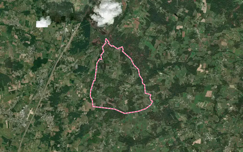Vue satellite de Marcenais avec ses contours administratifs