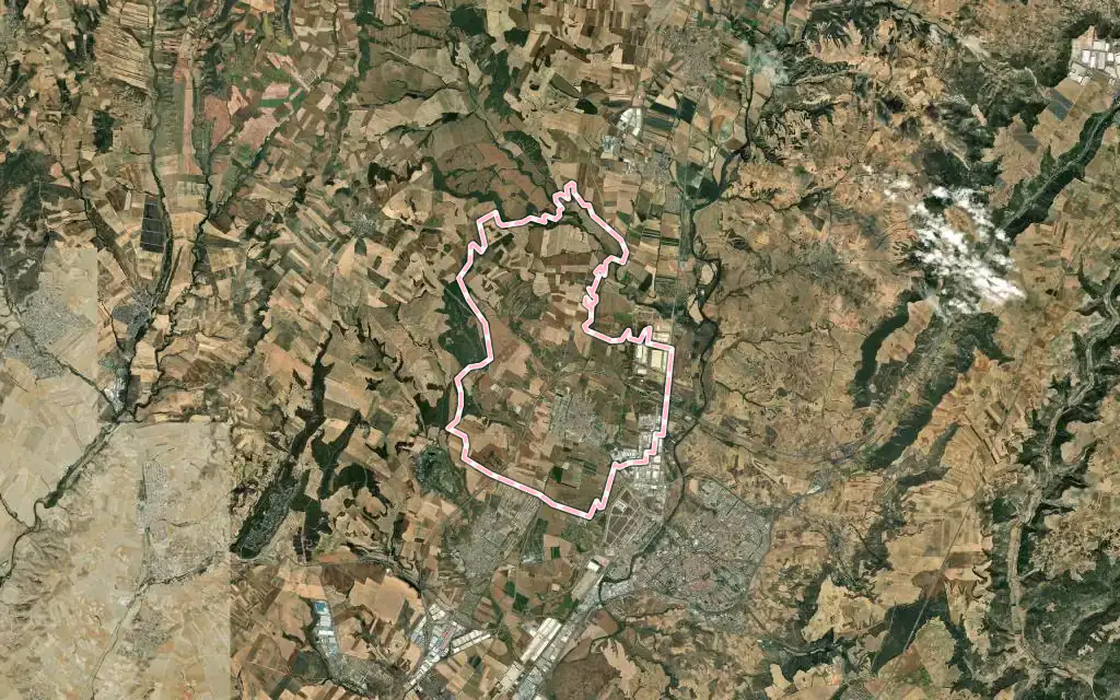 Vista satélite de Marchamalo con su contorno administrativo