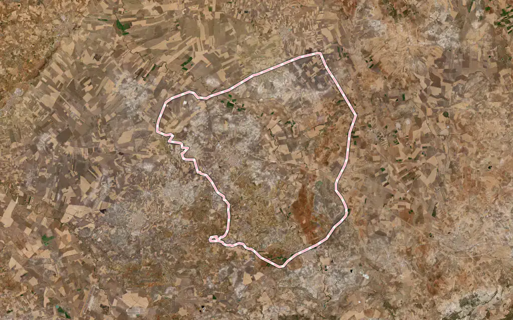 Vista satélite de Marchena con su contorno administrativo