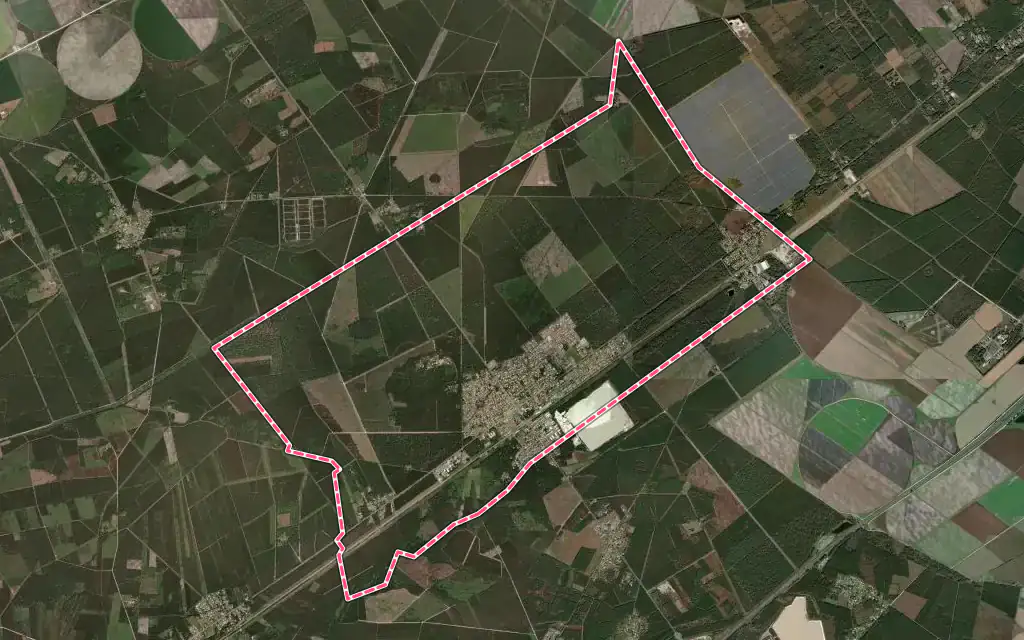Vue satellite de Marcheprime avec ses contours administratifs
