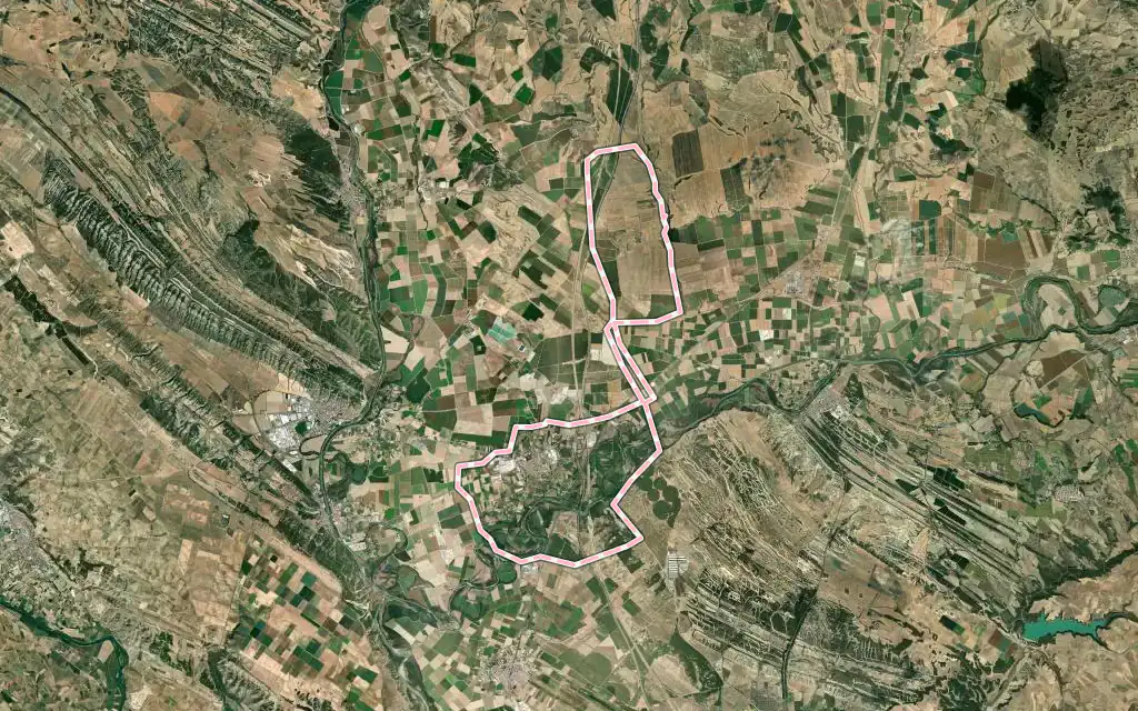 Vista satélite de Marcilla con su contorno administrativo