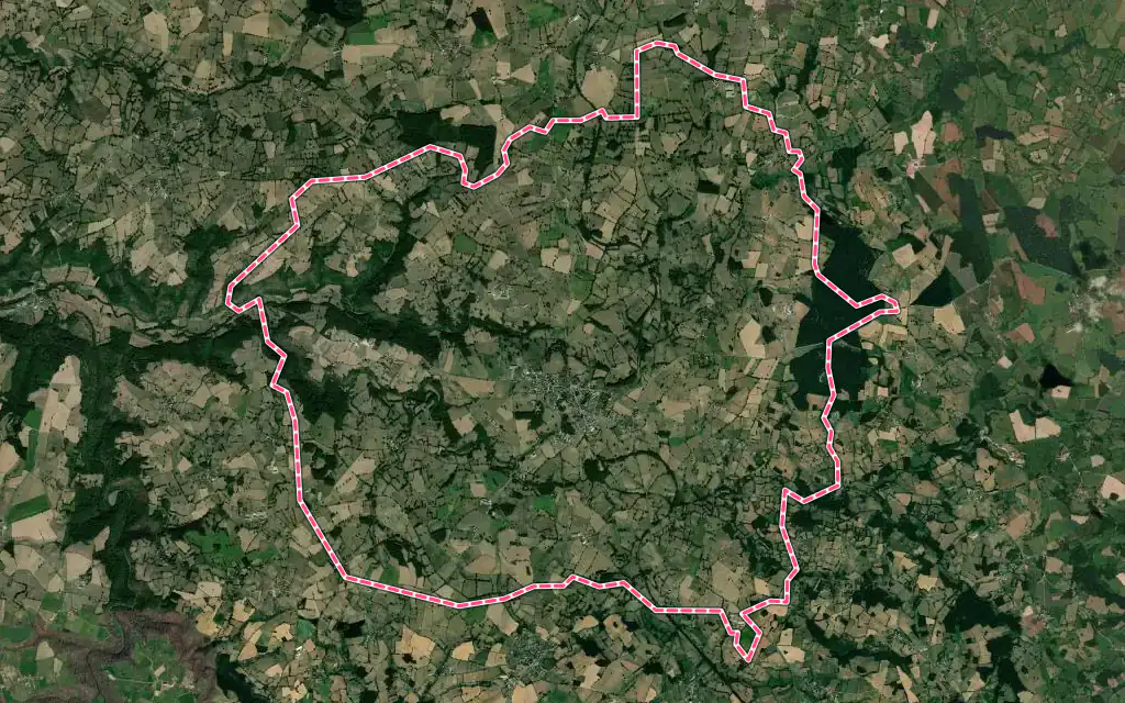 Vue satellite de Marcillat-en-Combraille avec ses contours administratifs
