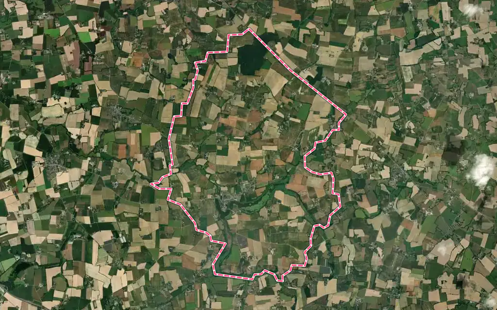Vue satellite de Marcillé-Robert avec ses contours administratifs