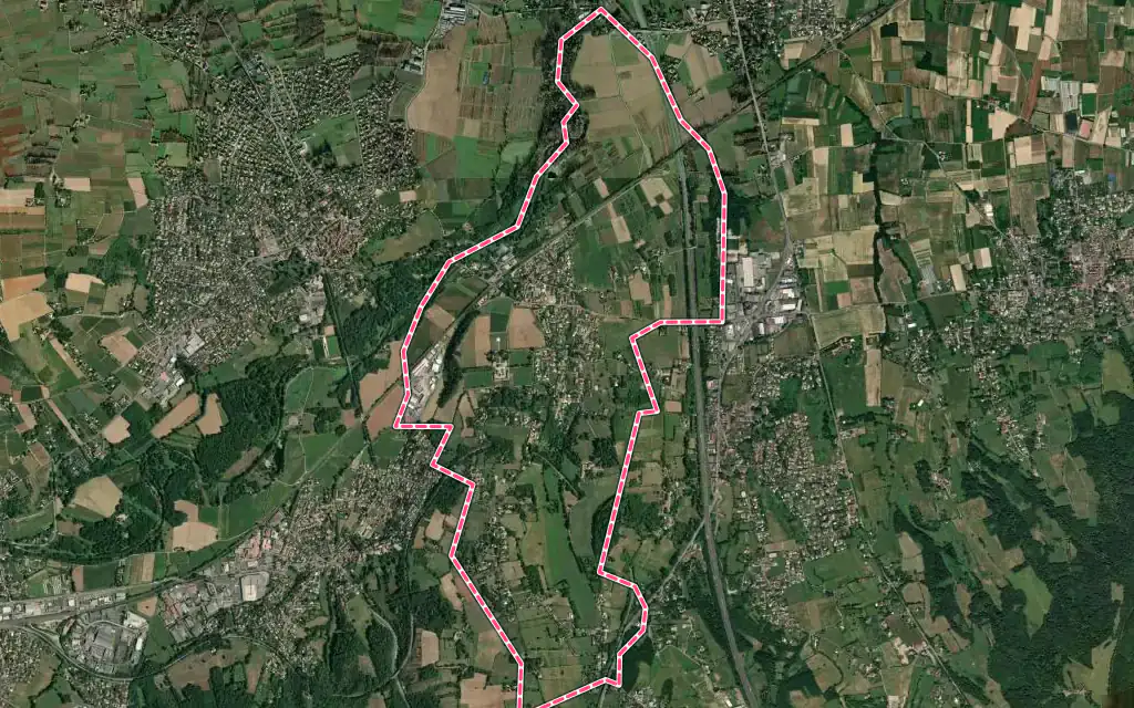 Vue satellite de Marcilly-d'Azergues avec ses contours administratifs