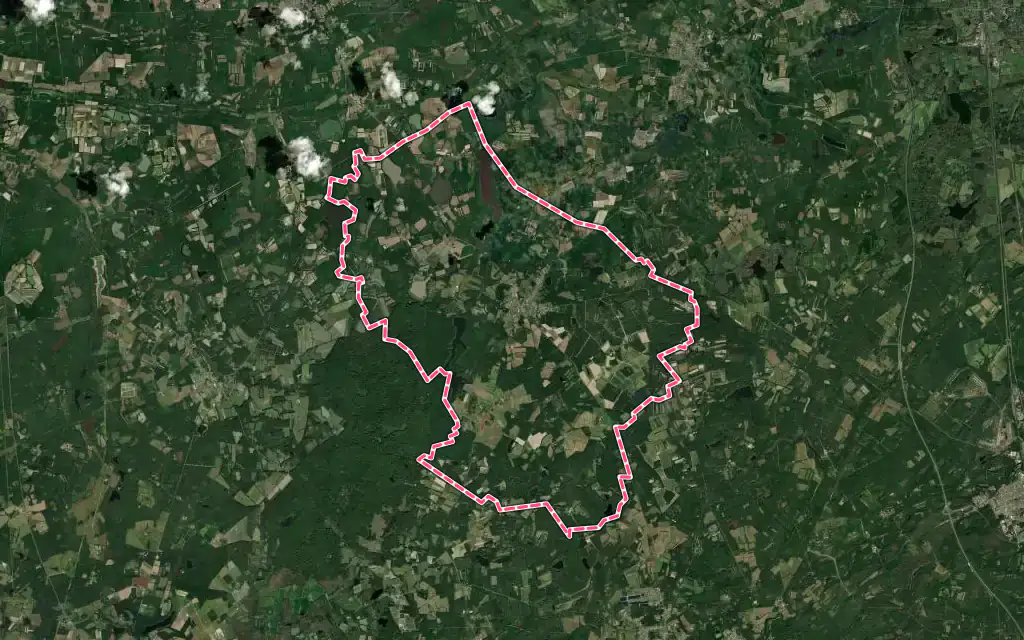 Vue satellite de Marcilly-en-Gault avec ses contours administratifs