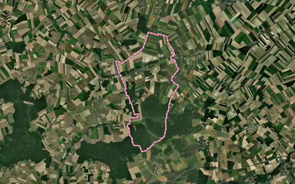 Vue satellite de Marcilly-le-Hayer avec ses contours administratifs