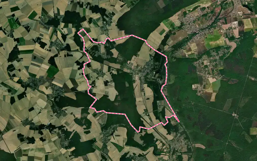 Vue satellite de Marcilly-sur-Eure avec ses contours administratifs